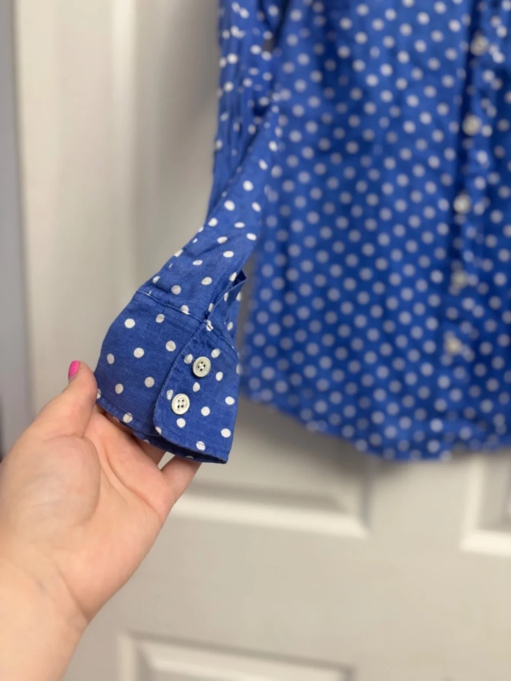 J. Crew Women's Linen Polka Dot Perfect Button Down Top